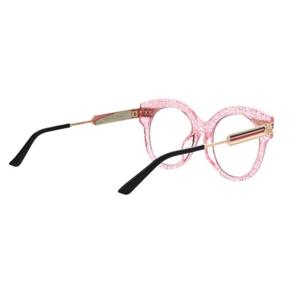 GUCCI GG0282SA Sunglasses Round Frame Web Pink Glitter Light Azure Acetate new - Picture 5 of 15